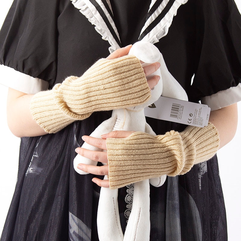 Gothic Women Fingerless Anime Gloves Arm Warmers