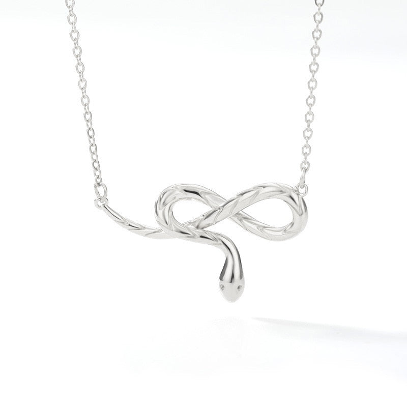 Gothic Chain Necklace with Biting Snake Pendant