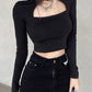 Gothic Cut-Out Black Harajuku Crop T-Shirt -